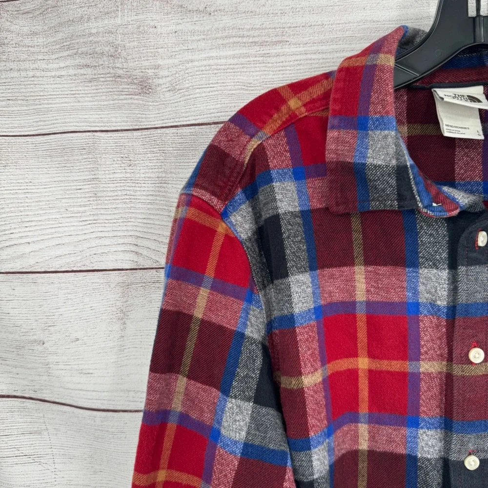 The North Face Flannel Shirt Plaid Button‎ Up Long Sleeve Mens Large Casual